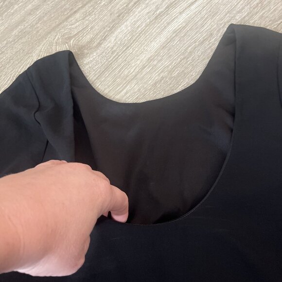 Show Me Your MUMU Womens L Blouse Black Long Balloon Sleeve Low Open Back - Picture 5 of 5